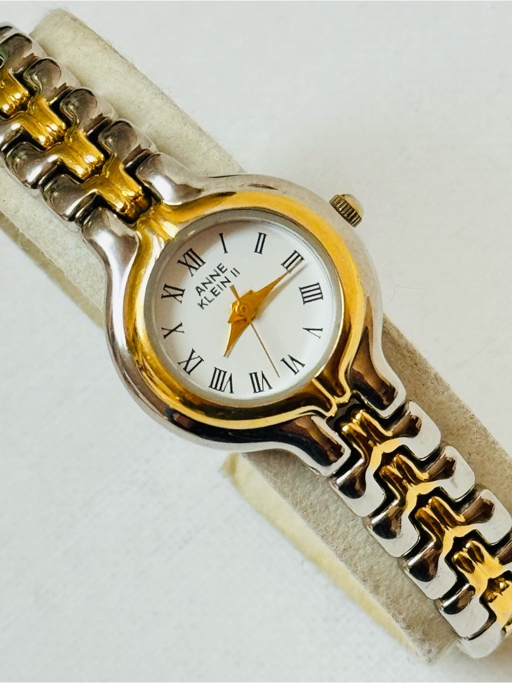 Vintage Anne Klein Small Face Women's Two Tone Dress Bracelet Watch 10/2713